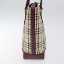 BURBERRY Nova Check Tote Bag Canvas Leather Beige Gold Auth 131072-4