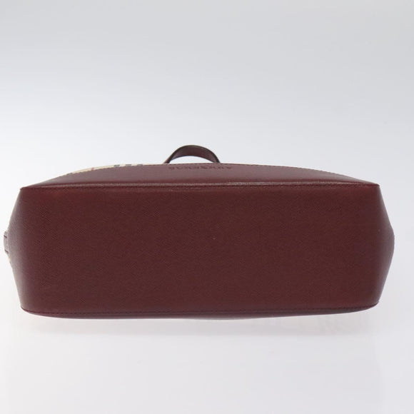 BURBERRY Nova Check Tote Bag Canvas Leather Beige Gold Auth 131072