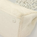 CHANEL Matelasse Chain Shoulder Bag Straw White CC Auth 131080-11