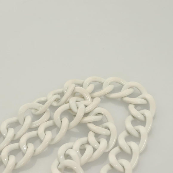 CHANEL Matelasse Chain Shoulder Bag Straw White CC Auth 131080