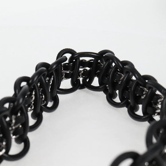 CHANEL Chain Shoulder Bag Tweed Black Silver CC Auth 131083M