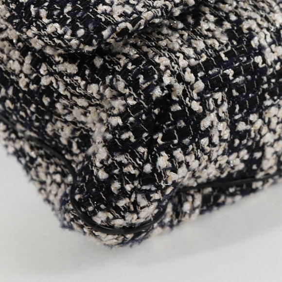 CHANEL Chain Shoulder Bag Tweed Black Silver CC Auth 131083M