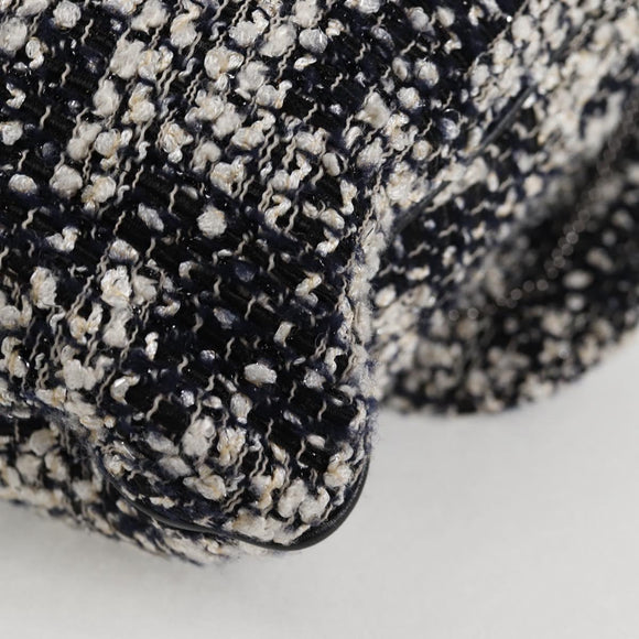 CHANEL Chain Shoulder Bag Tweed Black Silver CC Auth 131083M