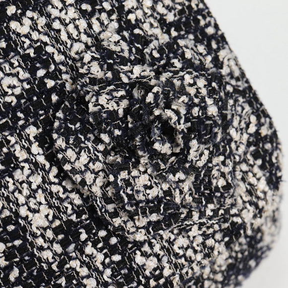 CHANEL Chain Shoulder Bag Tweed Black Silver CC Auth 131083M