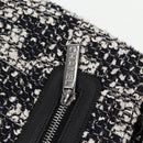 CHANEL Chain Shoulder Bag Tweed Black Silver CC Auth 131083SM-22