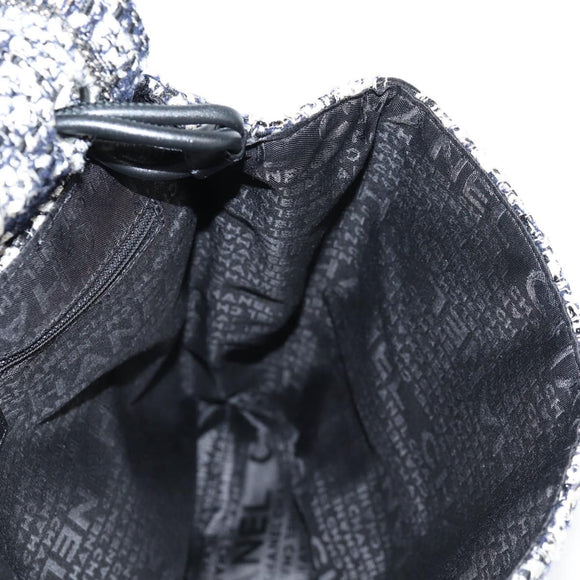 CHANEL Chain Shoulder Bag Tweed Black Silver CC Auth 131083M