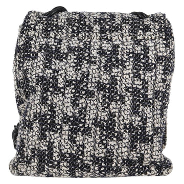 CHANEL Chain Shoulder Bag Tweed Black Silver CC Auth 131083M - 0