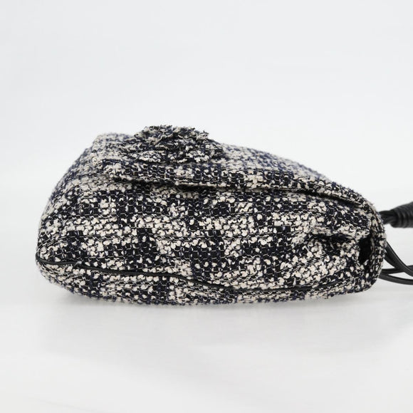 CHANEL Chain Shoulder Bag Tweed Black Silver CC Auth 131083M