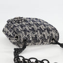 CHANEL Chain Shoulder Bag Tweed Black Silver CC Auth 131083M-6