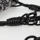 CHANEL Chain Shoulder Bag Tweed Black Silver CC Auth 131083SM-14