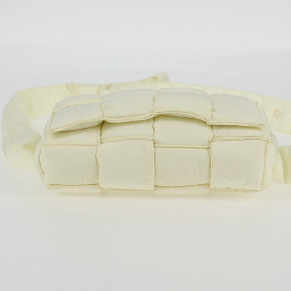 BOTTEGA VENETA INTRECCIATO Cassette Shoulder Bag Nylon White Auth 131085M