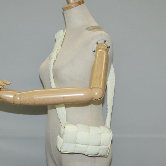 BOTTEGA VENETA INTRECCIATO Cassette Shoulder Bag Nylon White Auth 131085M