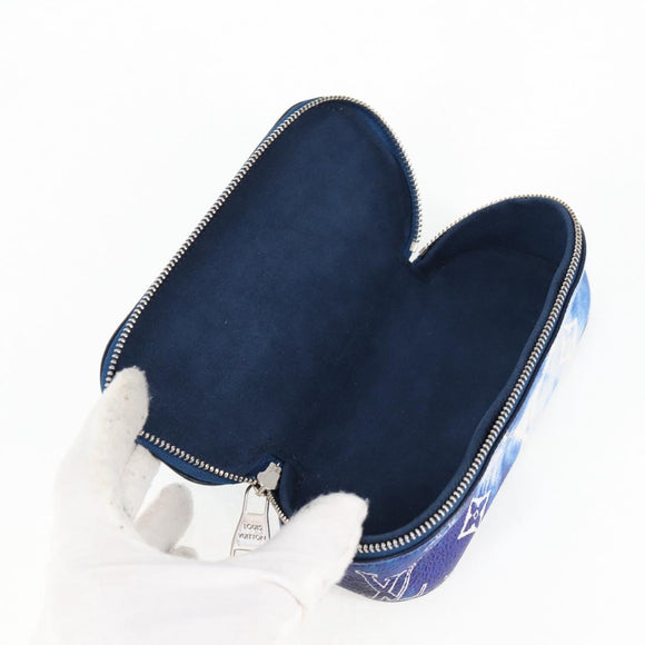LOUIS VUITTON Bandana Etui Lunet GM Glasses Case Blue GI0764 Auth 131099SAM