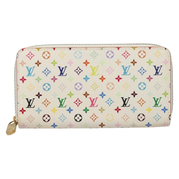 LOUIS VUITTON Monogram Multicolor Zippy Wallet White M60241 LV Auth 131100