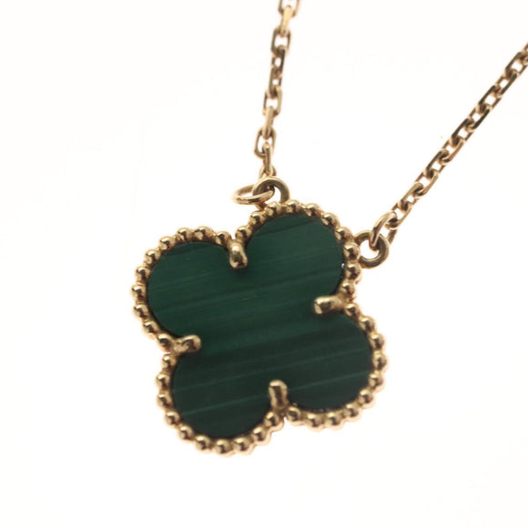 Van Cleef & Arpels Malachite Vintage Alhambra Necklace 18K gold 750 Auth 131108M