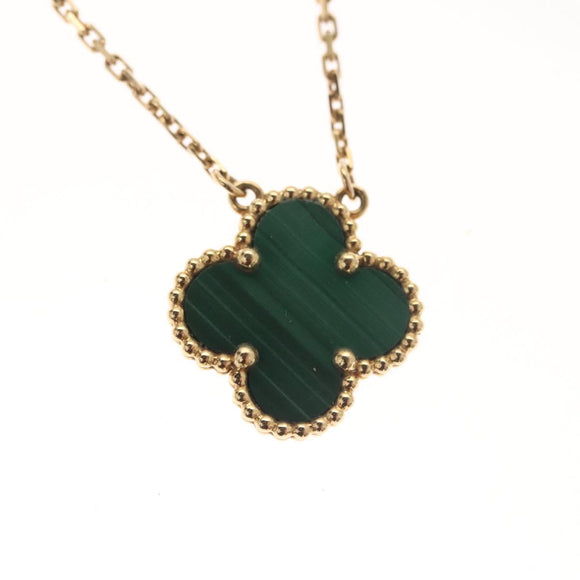 Van Cleef & Arpels Malachite Vintage Alhambra Necklace 18K gold 750 Auth 131108M