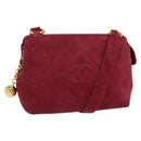 CHANEL Shoulder Bag Suede Pink Gold CC Auth 131120-1