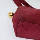 CHANEL Shoulder Bag Suede Pink Gold CC Auth 131120-9