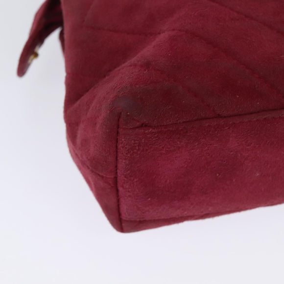 CHANEL Shoulder Bag Suede Pink Gold CC Auth 131120