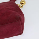 CHANEL Shoulder Bag Suede Pink Gold CC Auth 131120-16
