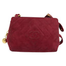 CHANEL Shoulder Bag Suede Pink Gold CC Auth 131120-13
