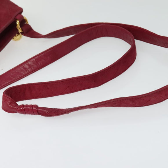 CHANEL Shoulder Bag Suede Pink Gold CC Auth 131120