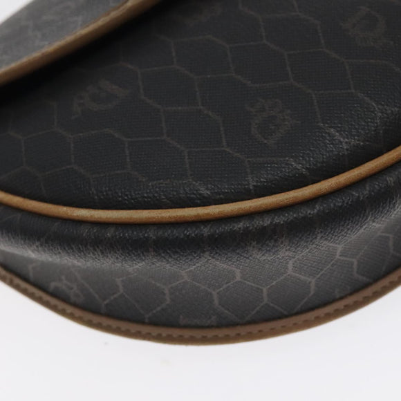 Christian Dior Honeycomb Canvas Shoulder Bag PVC Black Gold Auth 131125