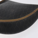 Christian Dior Honeycomb Canvas Shoulder Bag PVC Black Gold Auth 131125-12