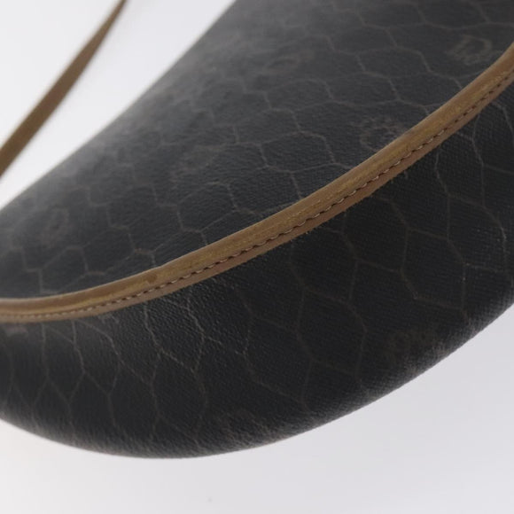 Christian Dior Honeycomb Canvas Shoulder Bag PVC Black Gold Auth 131125