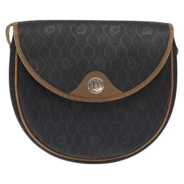 Christian Dior Honeycomb Canvas Shoulder Bag PVC Black Gold Auth 131125 - 0