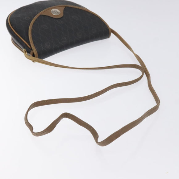 Christian Dior Honeycomb Canvas Shoulder Bag PVC Black Gold Auth 131125