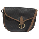 Christian Dior Honeycomb Canvas Shoulder Bag PVC Black Gold Auth 131127-1