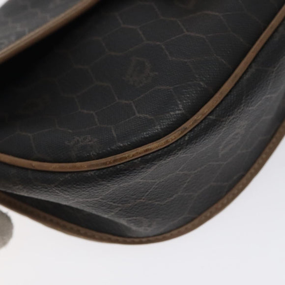 Christian Dior Honeycomb Canvas Shoulder Bag PVC Black Gold Auth 131127