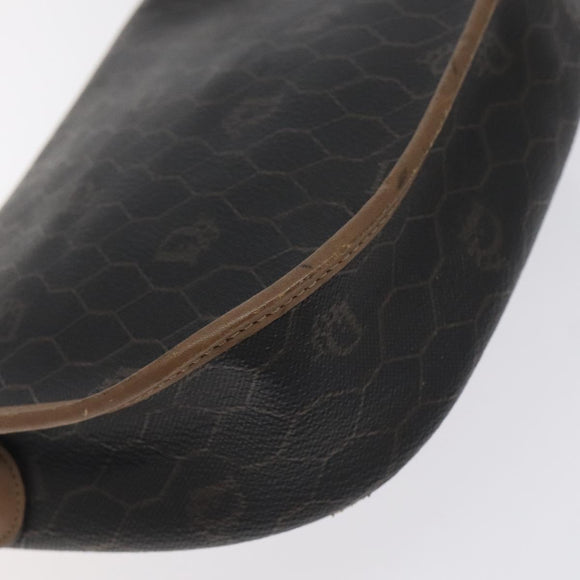 Christian Dior Honeycomb Canvas Shoulder Bag PVC Black Gold Auth 131127