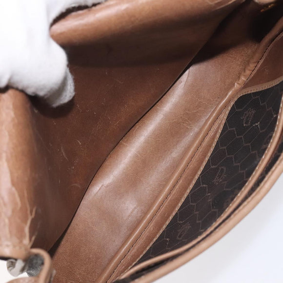 Christian Dior Honeycomb Canvas Shoulder Bag PVC Black Gold Auth 131127