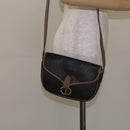 Christian Dior Honeycomb Canvas Shoulder Bag PVC Black Gold Auth 131127-22