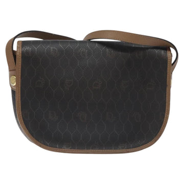 Christian Dior Honeycomb Canvas Shoulder Bag PVC Black Gold Auth 131127 - 0