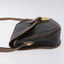 Christian Dior Honeycomb Canvas Shoulder Bag PVC Black Gold Auth 131127-4