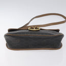 Christian Dior Honeycomb Canvas Shoulder Bag PVC Black Gold Auth 131127-5