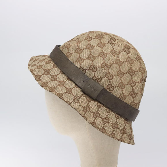 GUCCI GG Canvas Bucket Hat L Beige Auth 131132