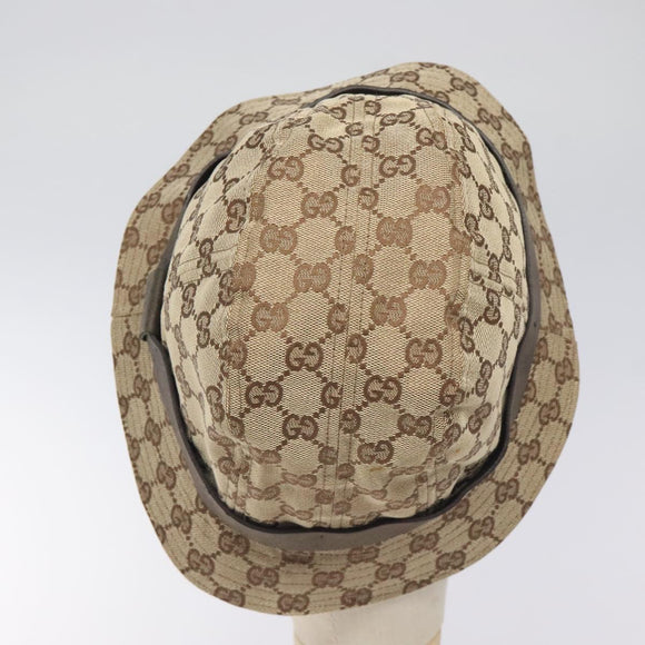GUCCI GG Canvas Bucket Hat L Beige Auth 131132