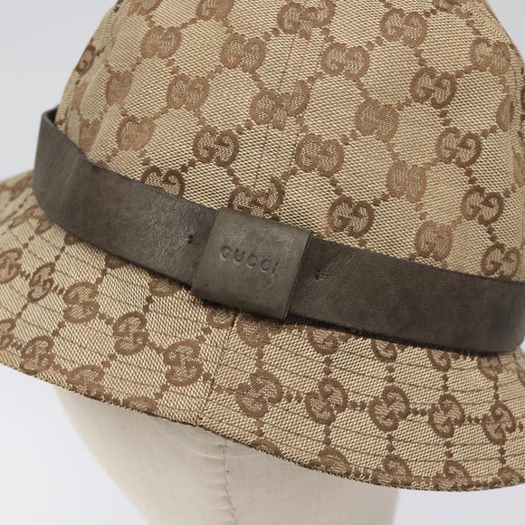 GUCCI GG Canvas Bucket Hat L Beige Auth 131132