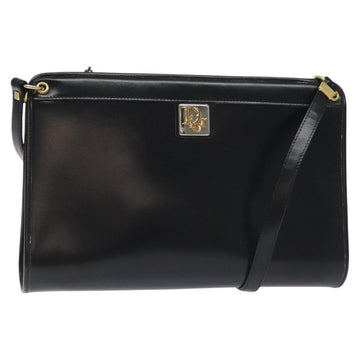 Christian Dior Shoulder Bag Leather Black Gold Auth 131135