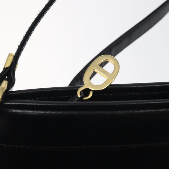 Christian Dior Shoulder Bag Leather Black Gold Auth 131135