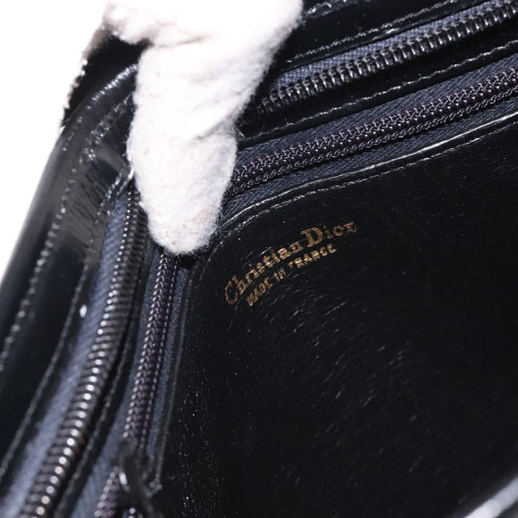 Christian Dior Shoulder Bag Leather Black Gold Auth 131135