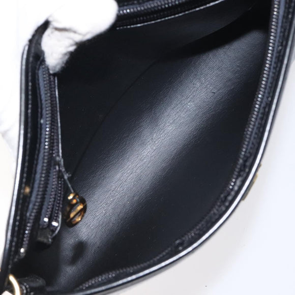 Christian Dior Shoulder Bag Leather Black Gold Auth 131135