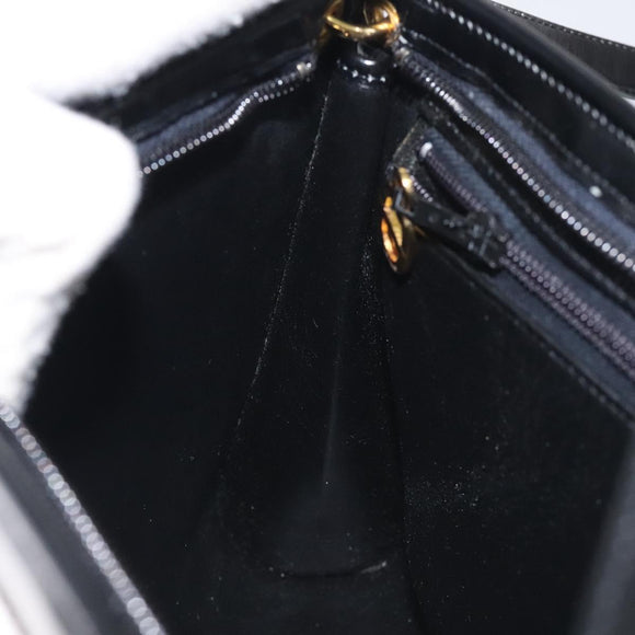 Christian Dior Shoulder Bag Leather Black Gold Auth 131135
