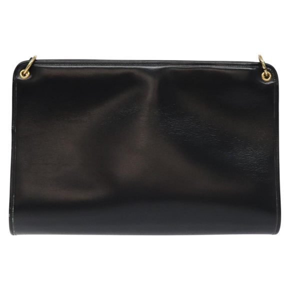 Christian Dior Shoulder Bag Leather Black Gold Auth 131135