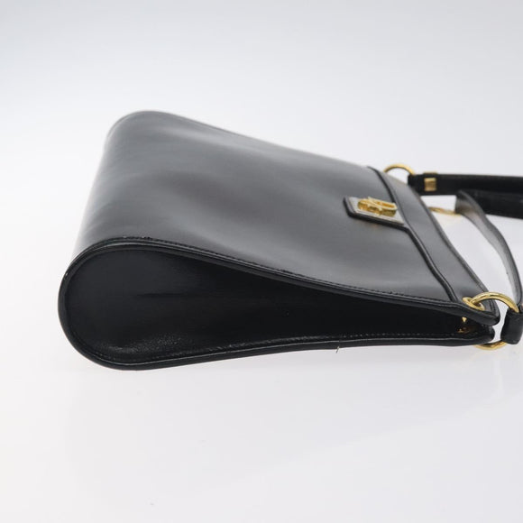 Christian Dior Shoulder Bag Leather Black Gold Auth 131135