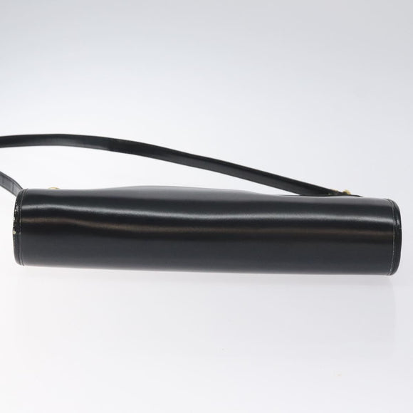 Christian Dior Shoulder Bag Leather Black Gold Auth 131135